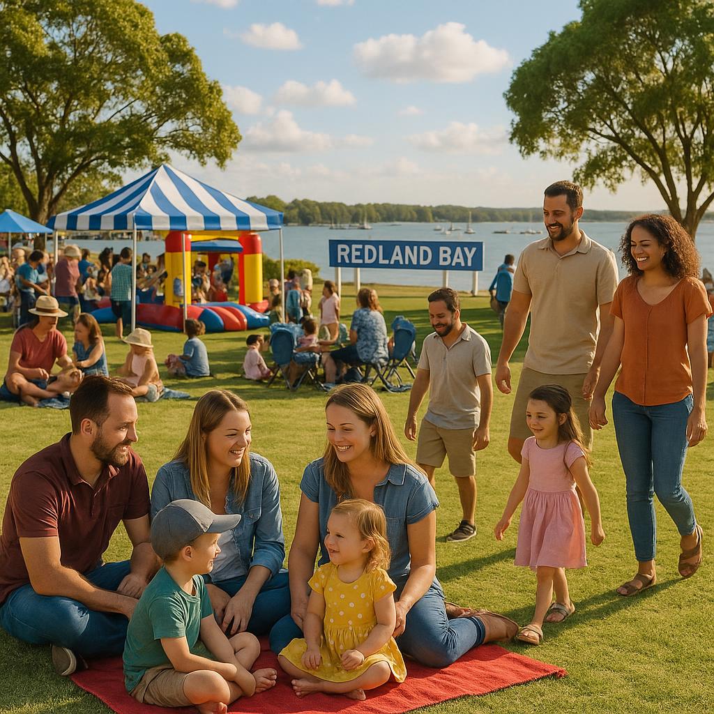 Families at a community event in Redland Bay