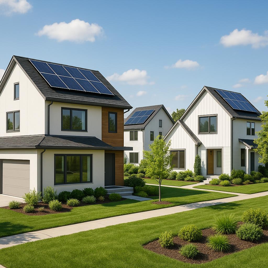 Newer suburban estate with green spaces and contemporary homes