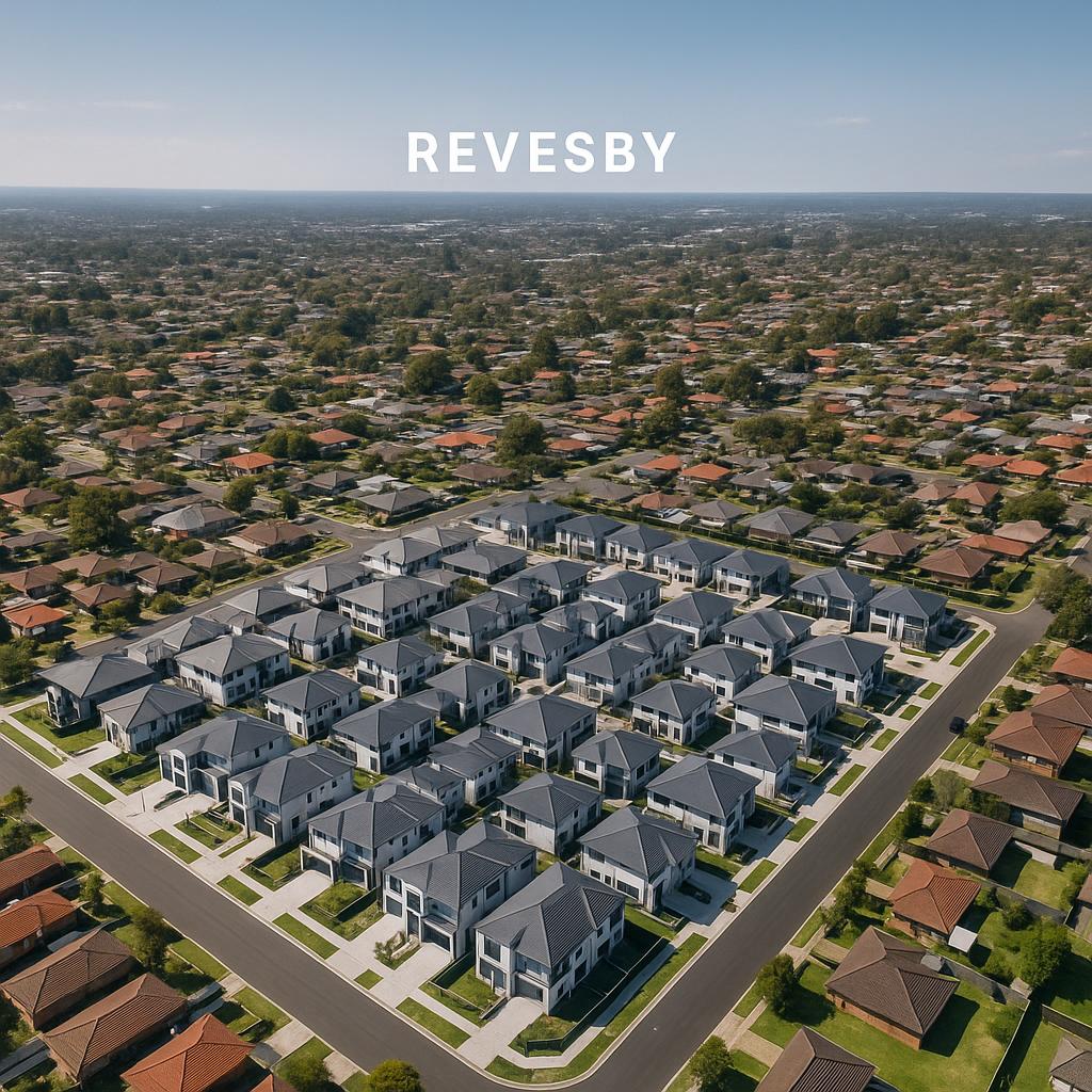 Aerial view of Revesby showing new builds