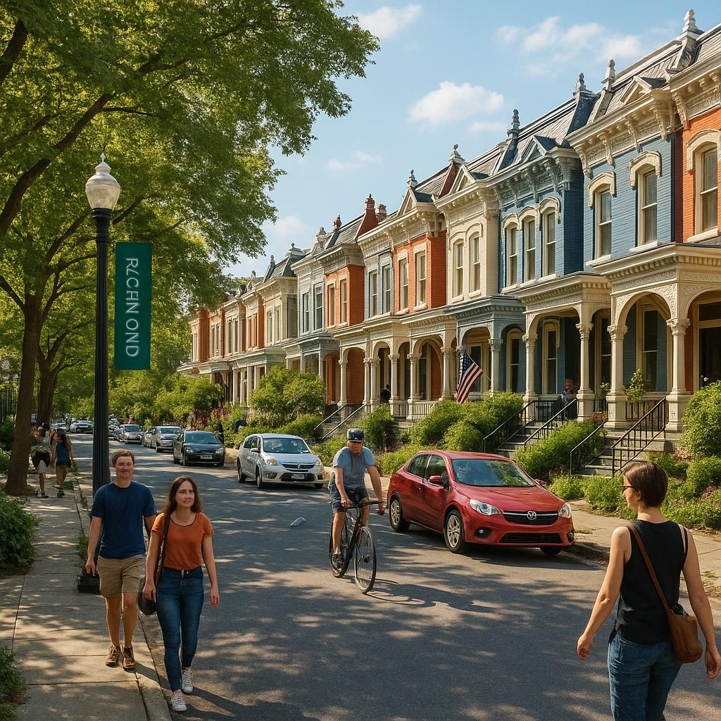 Street view of Richmond with Victorian architecture