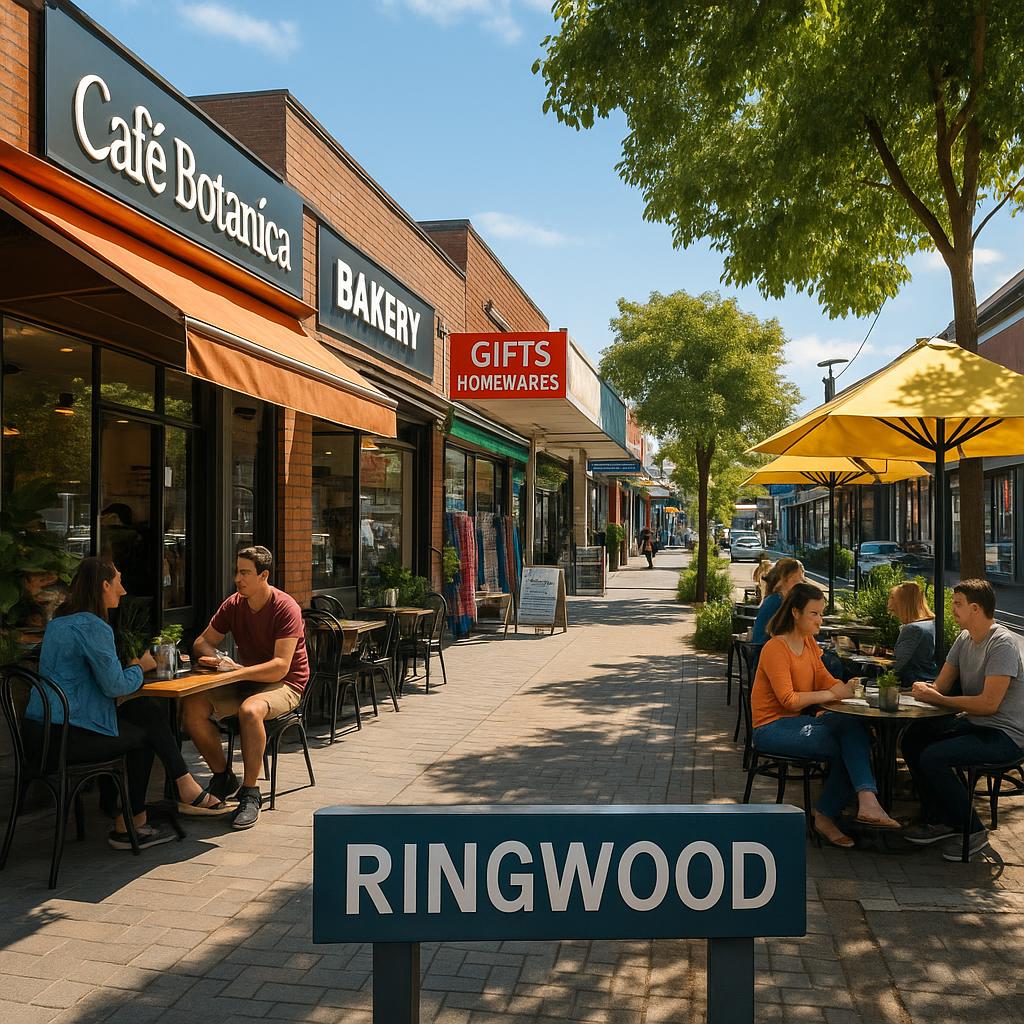 Vibrant cafes and shops in Ringwood often frequented by families