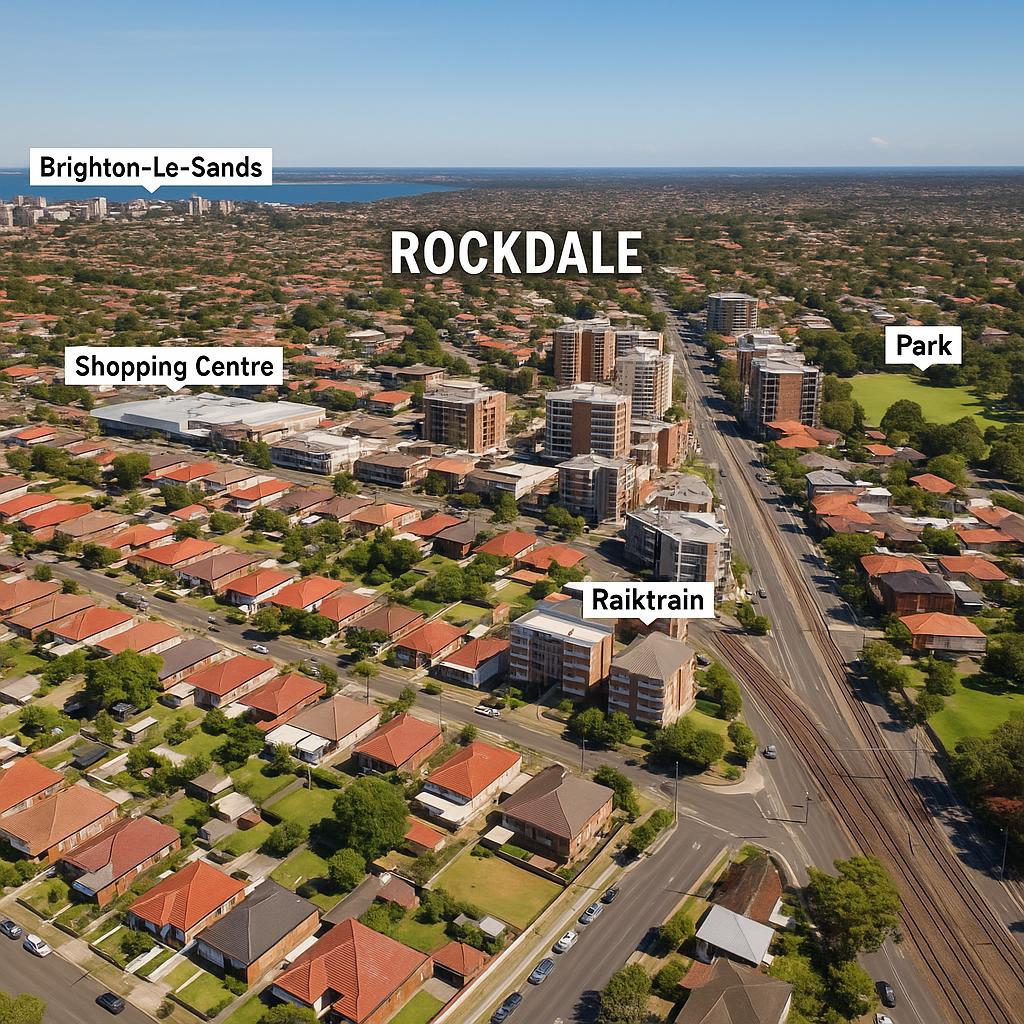 Aerial view of Rockdale suburb in Australia