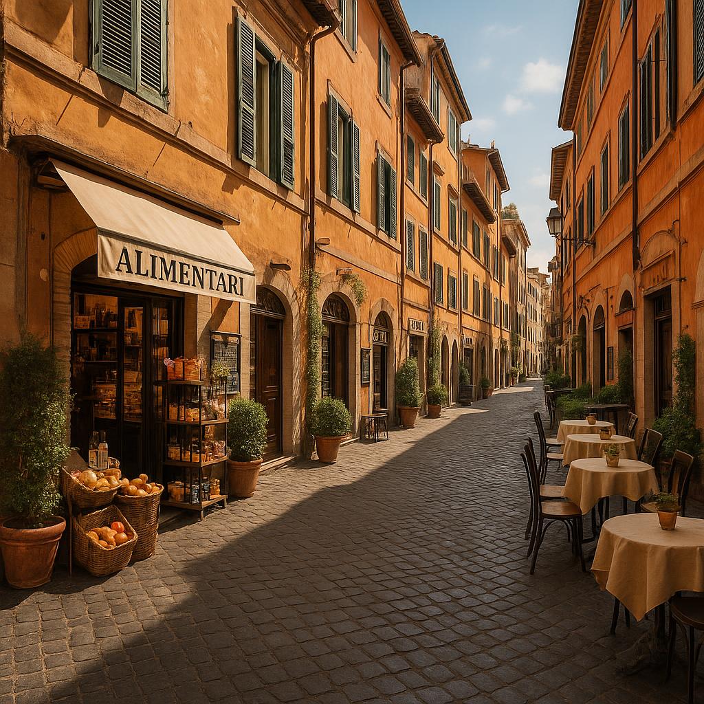 Roma main street with local shops