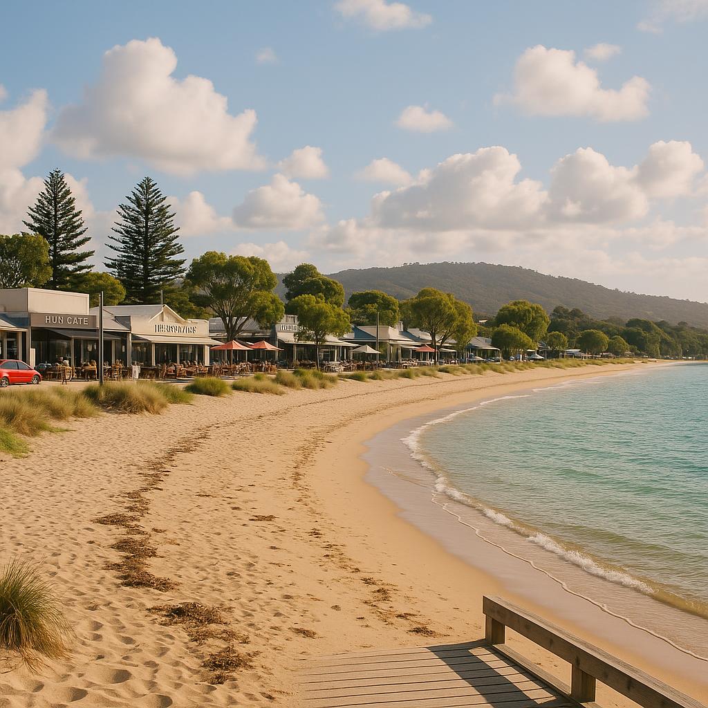 Beautiful Rosebud beach showcasing the area's amenities
