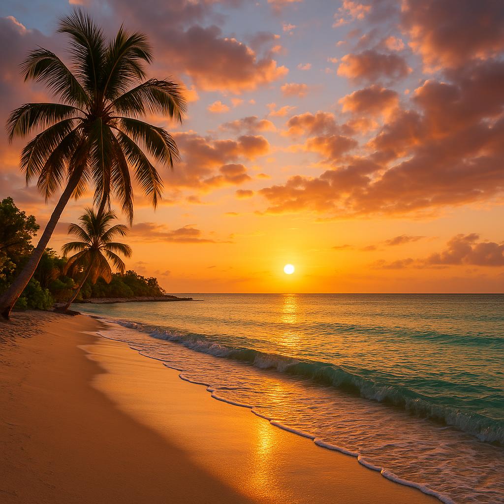 Runaway Bay beach at sunset