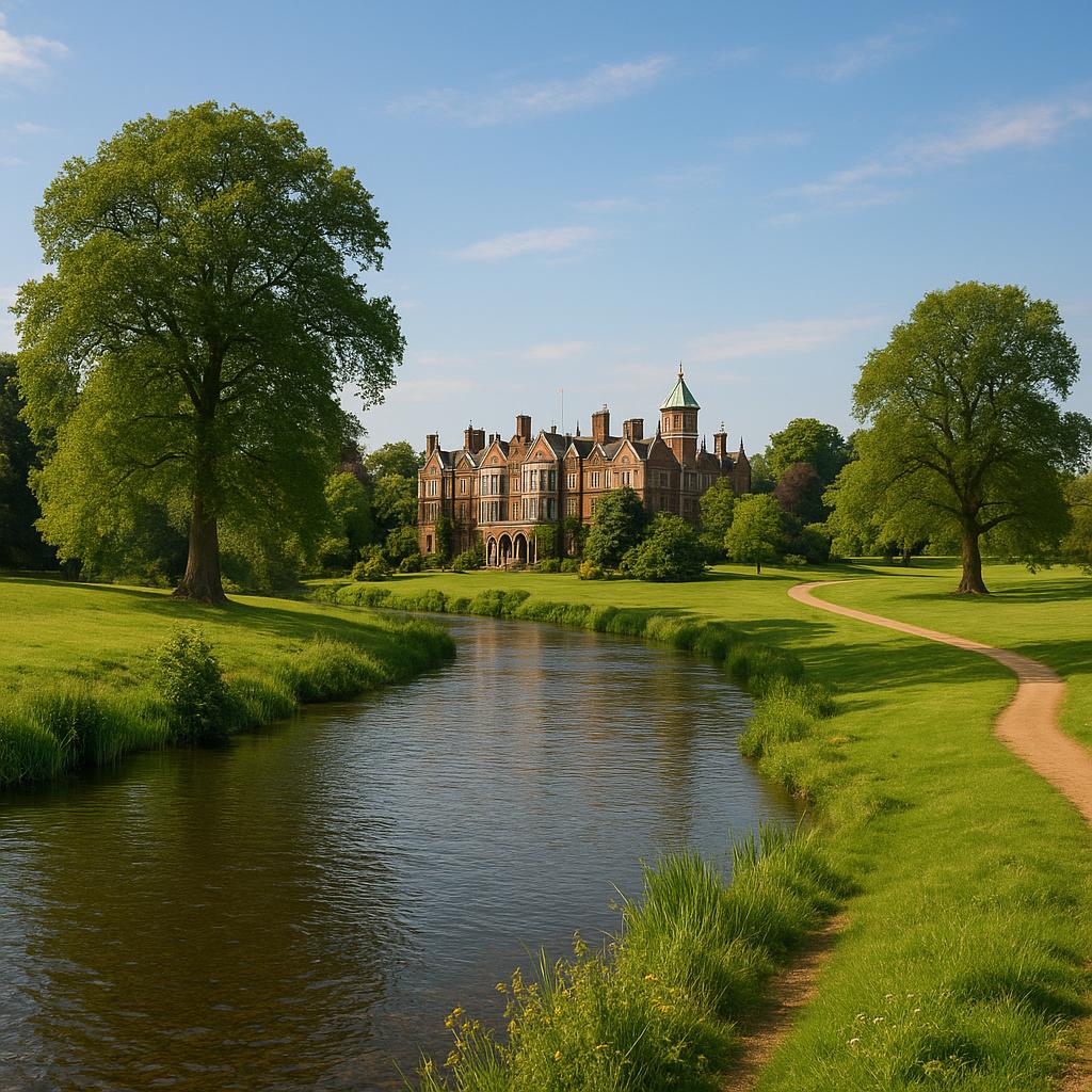 Sandringham riverside and lush parks