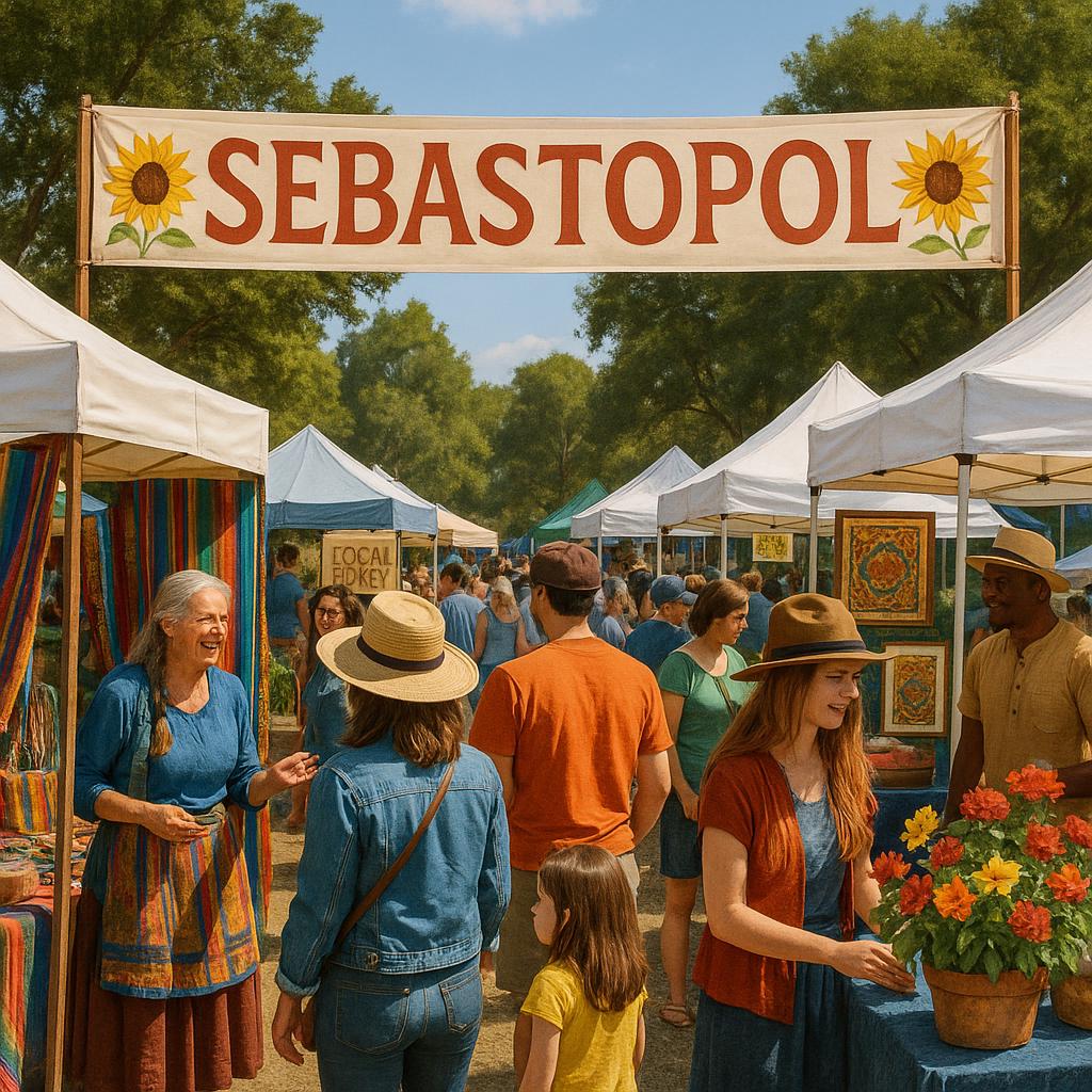 Local market in Sebastopol featuring vendors and community