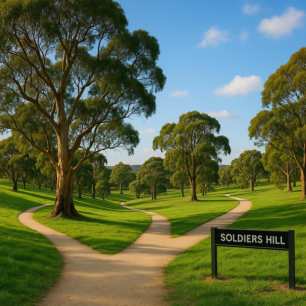 Parkland and walking trails at Soldiers Hill