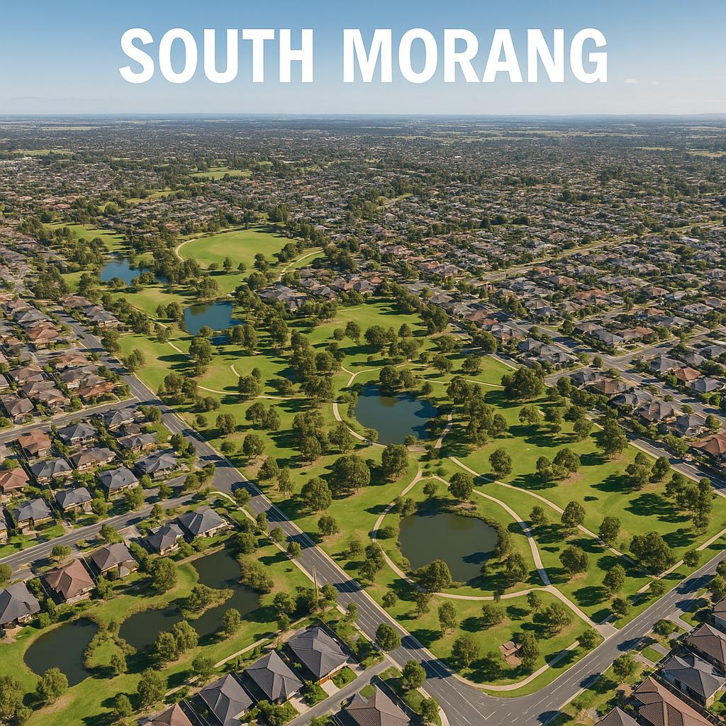 Scenic aerial view showing the green spaces and residential layout of South Morang