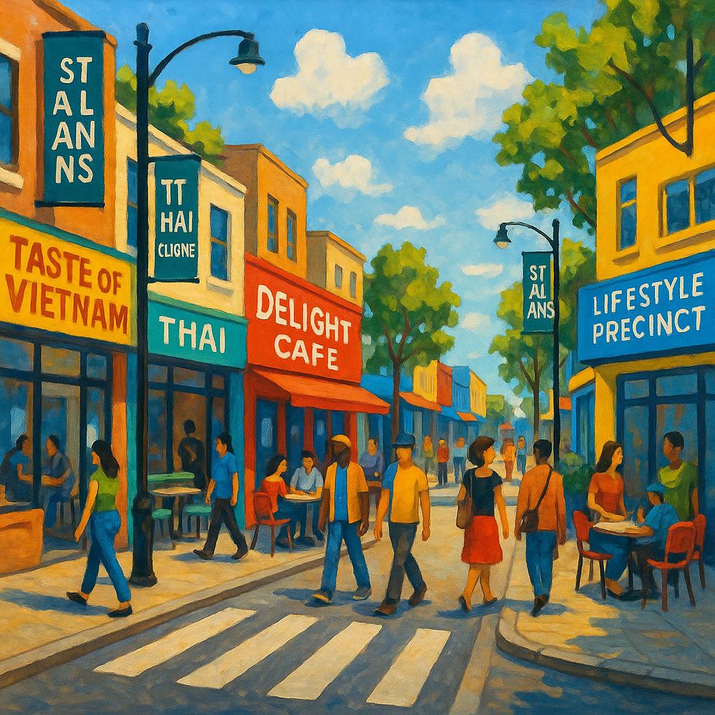 Street view of St Albans with dining and lifestyle precincts