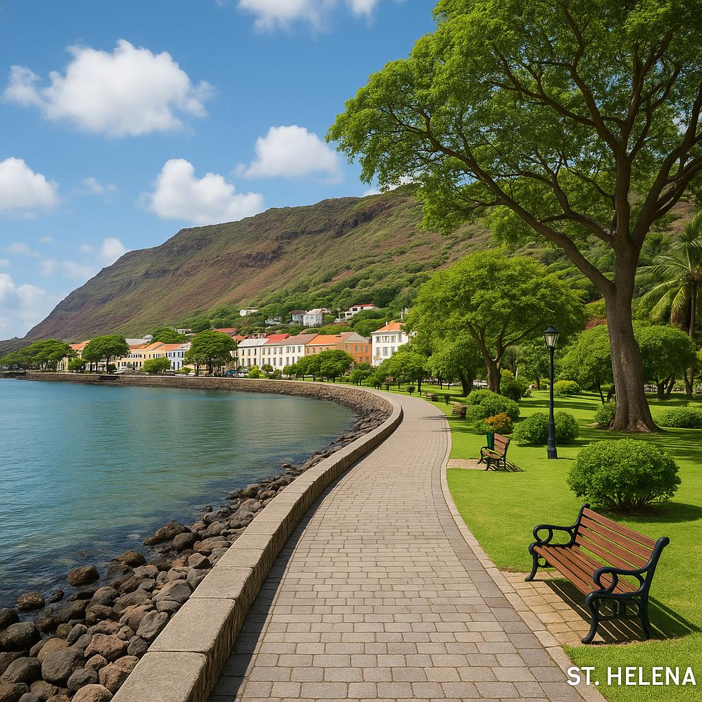 Scenic waterfront view of St Helena