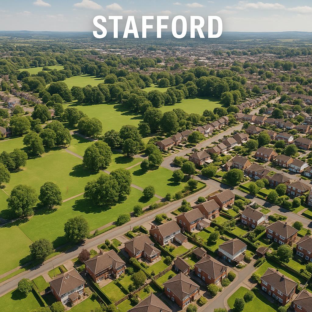 Aerial view of Stafford, Brisbane with parks and homes