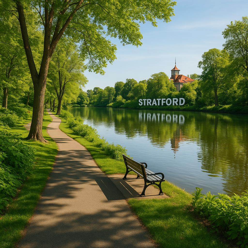 Waterfront view in Stratford with walking trails