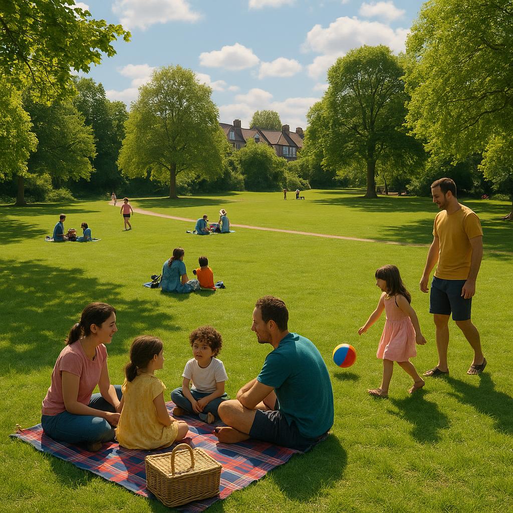 Families enjoying a sunny day at Sydenham Park