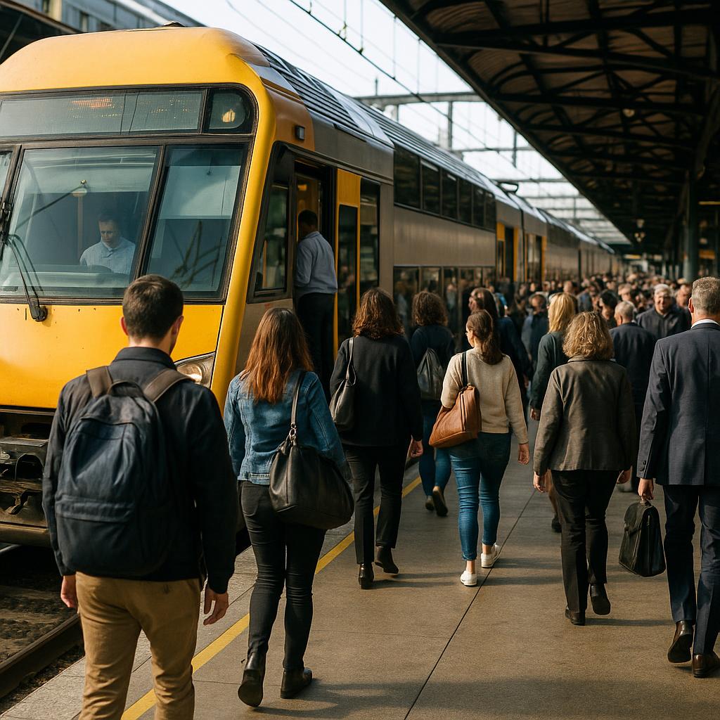 Busy Sydney train station