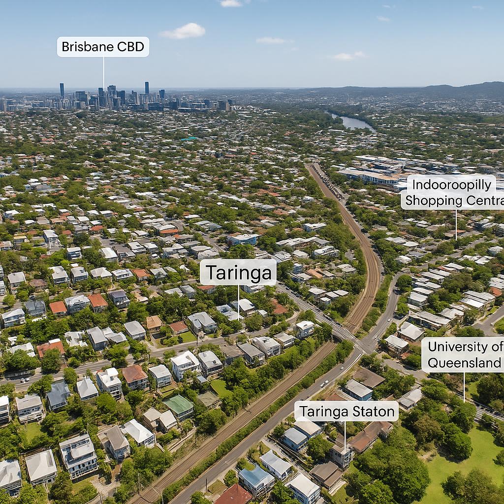 Aerial view of Taringa, a suburb near Brisbane.