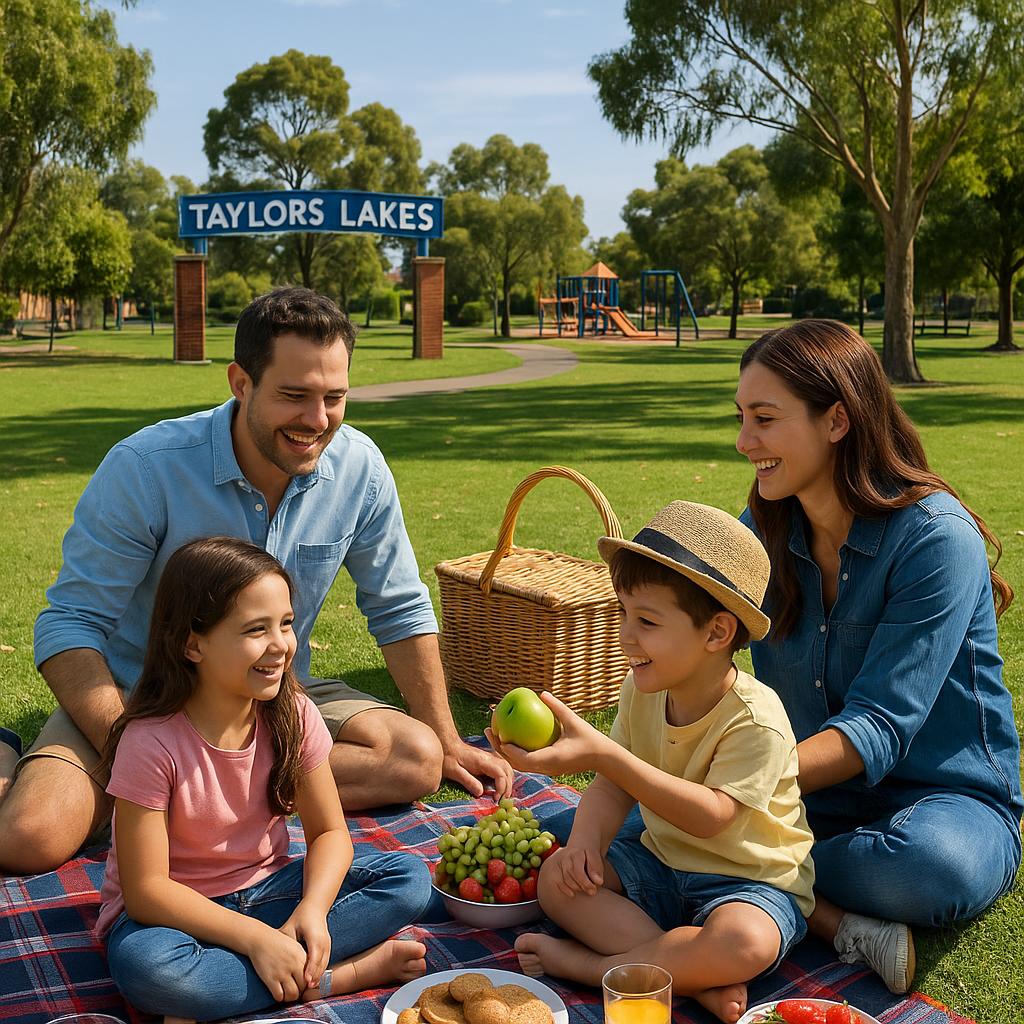 Family during a picnic at Taylors Lakes park.
