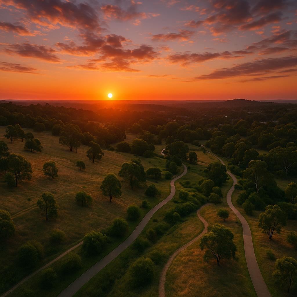 Scenic sunset over Templestowe parks