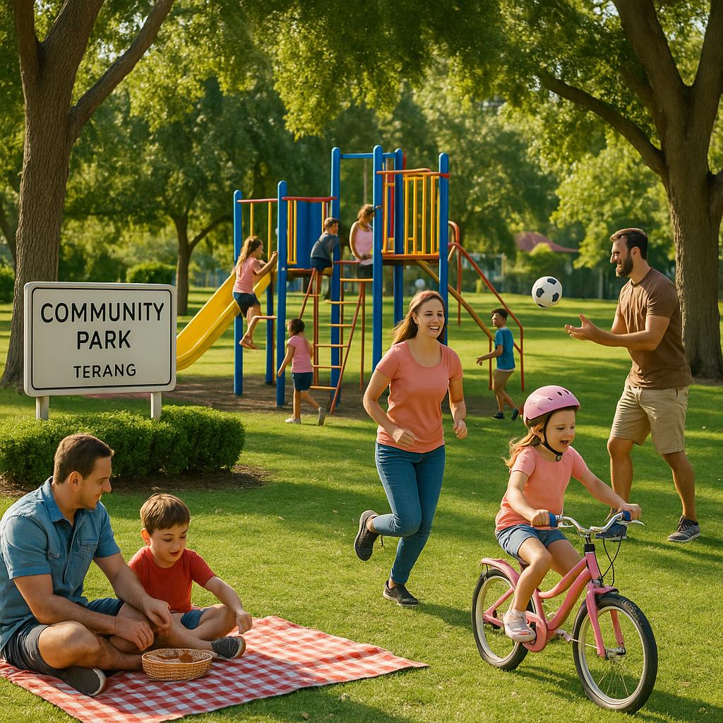 Families enjoying a sunny day at Terang park