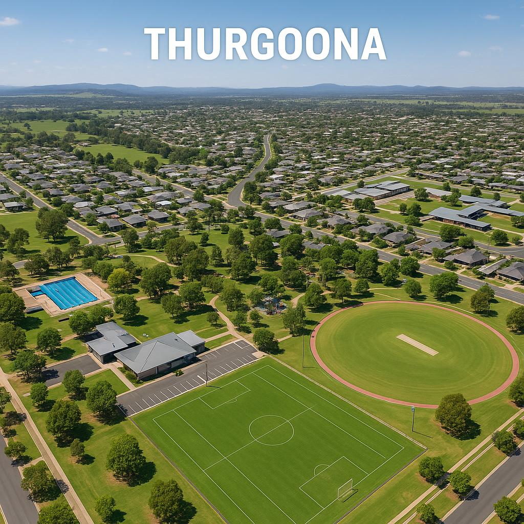 Thurgoona aerial view with parks and community facilities