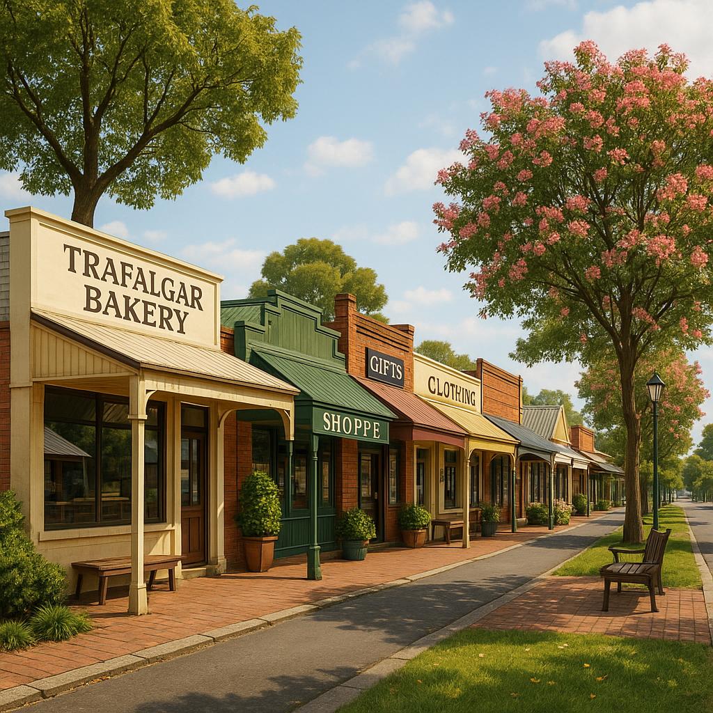 Village-style shopping strips in Trafalgar