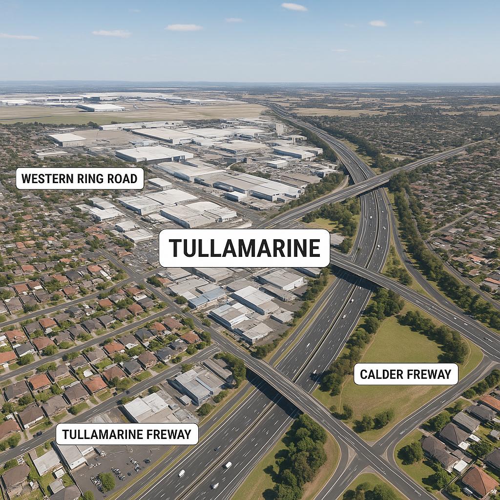 Aerial view of Tullamarine showcasing its connectivity.