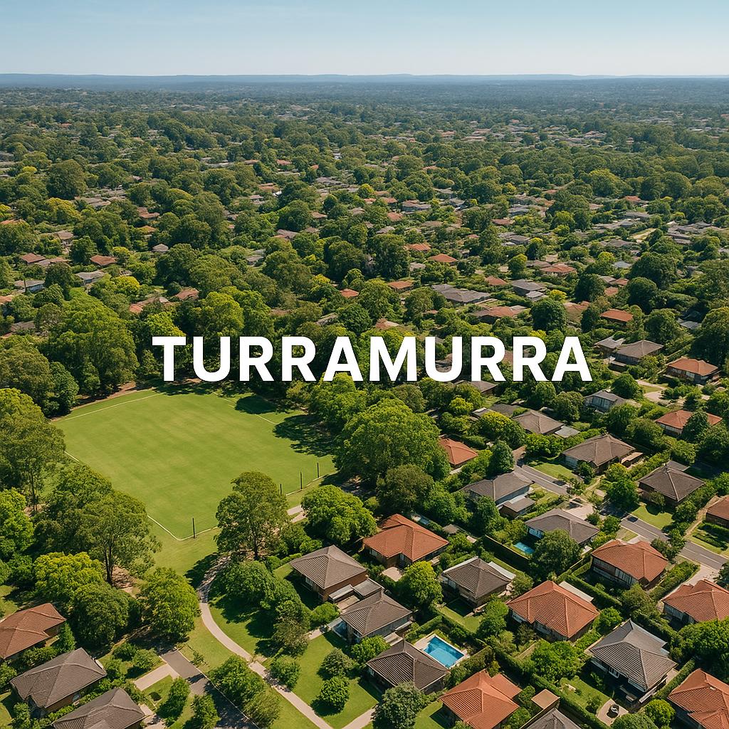 Aerial view of Turramurra showing green parks and family homes