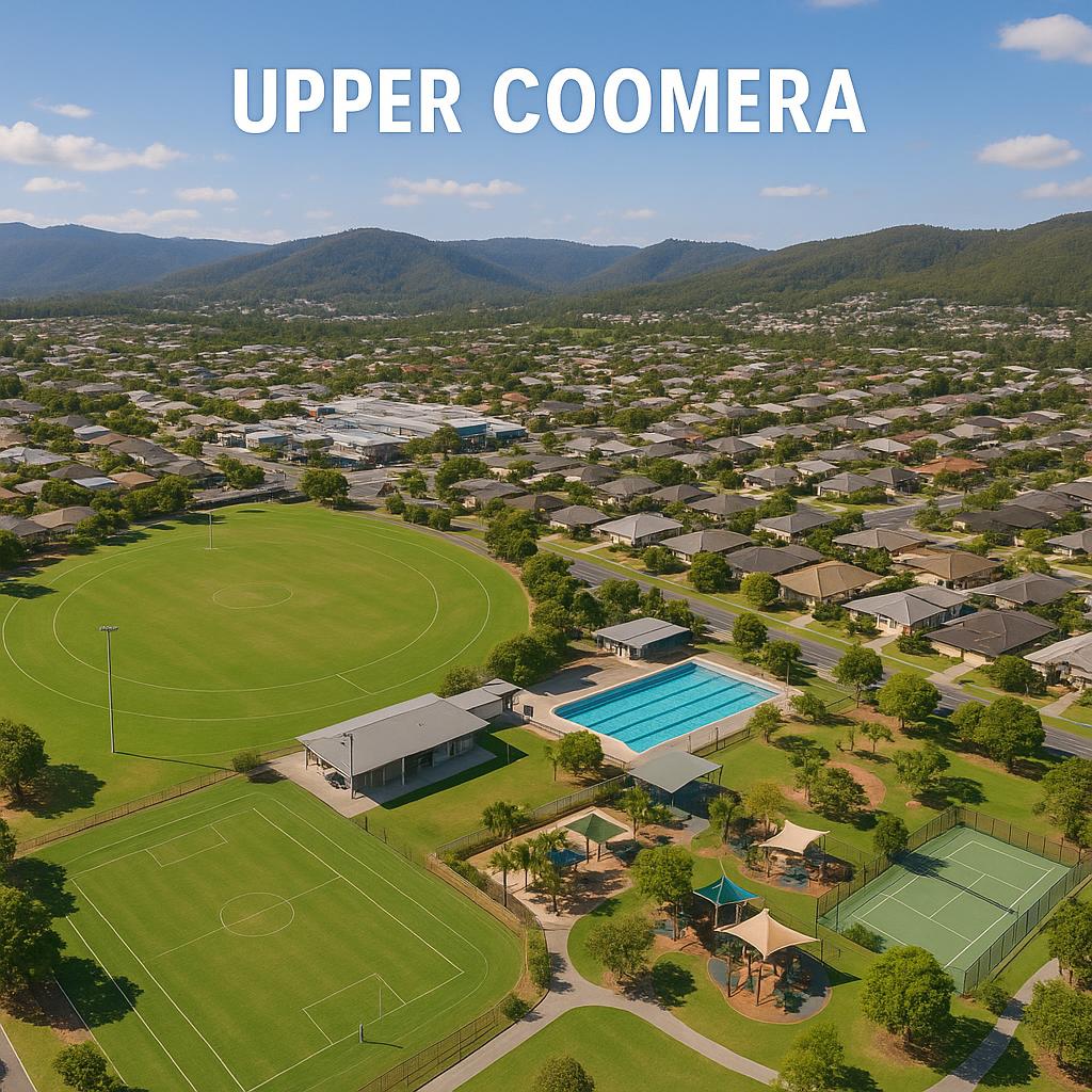 Scenic view of Upper Coomera showing parks and schools