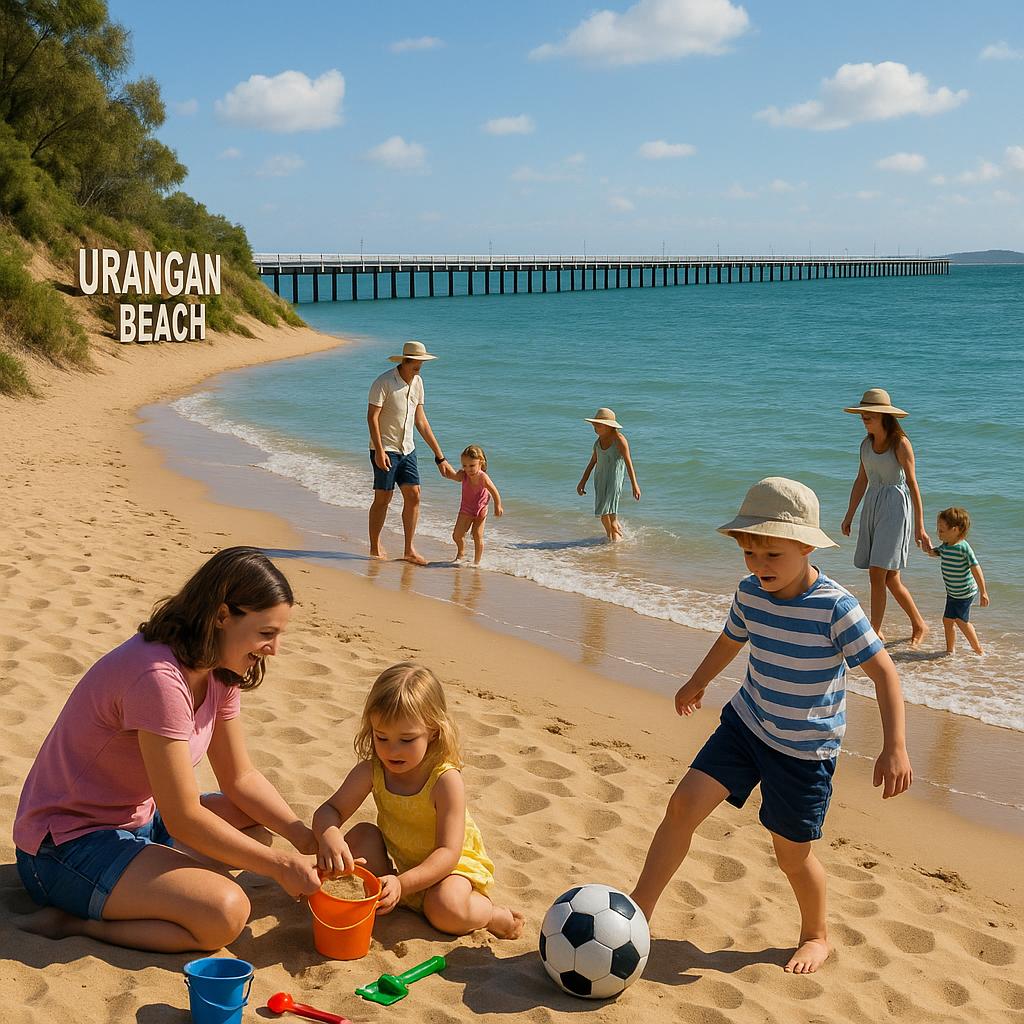 Families enjoying leisure at Urangan Beach