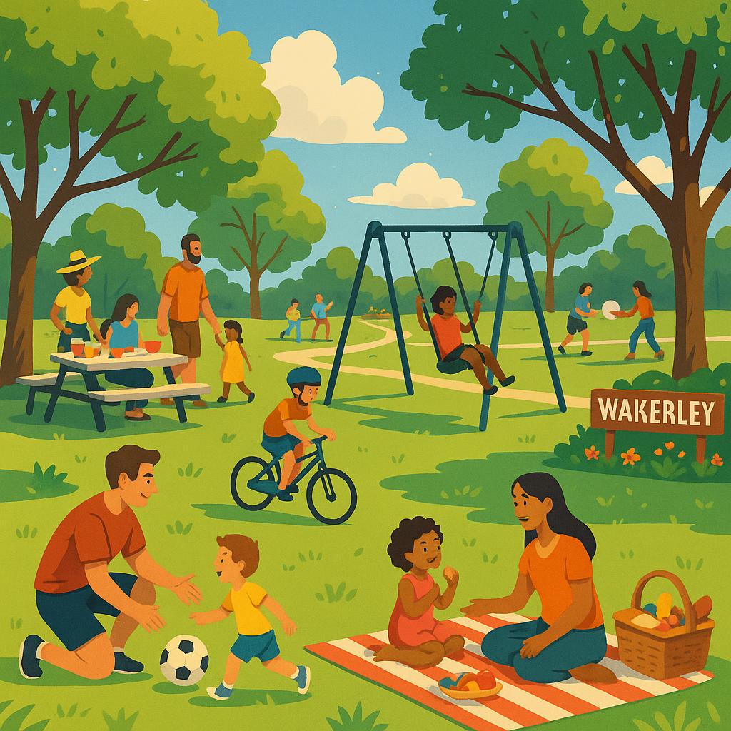 Family-friendly park in Wakerley promoting community engagement.