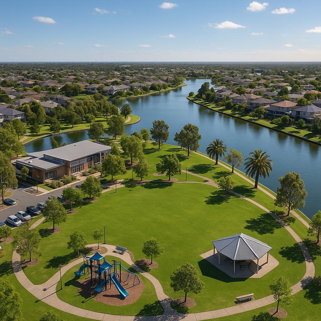 Waterways suburb with parks and community facilities