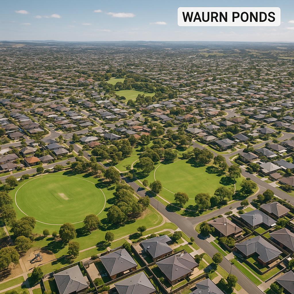 Aerial view of Waurn Ponds park and community