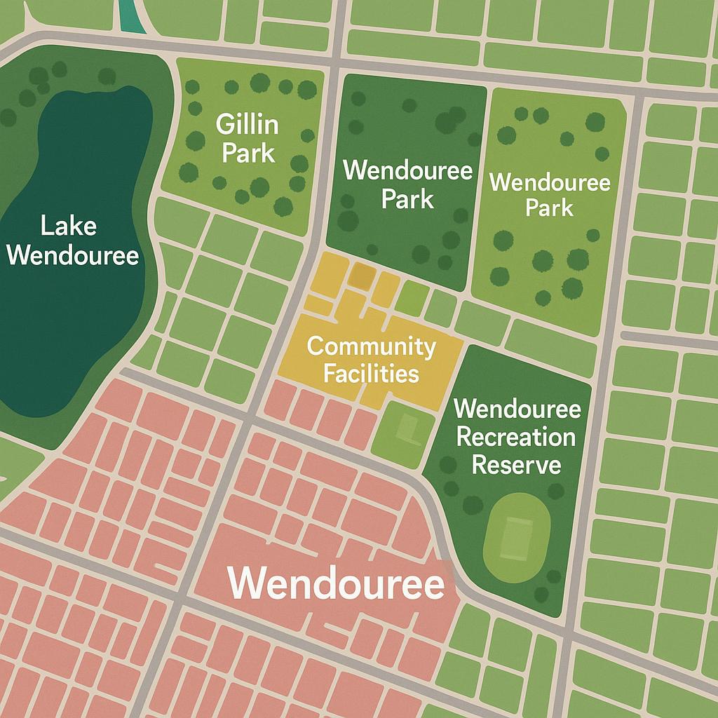 Aerial view of community parks and amenities in Wendouree
