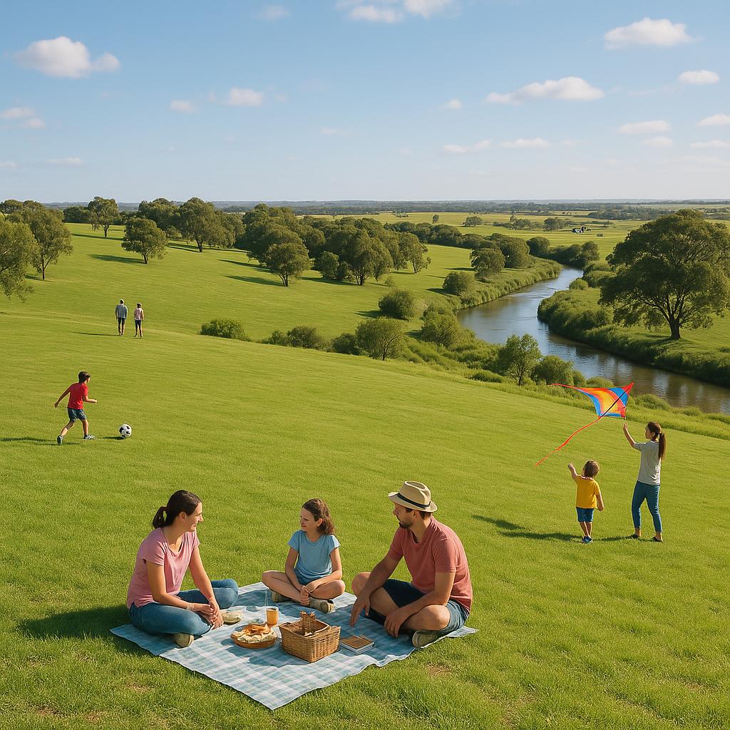 Werribee River Park with families and green spaces