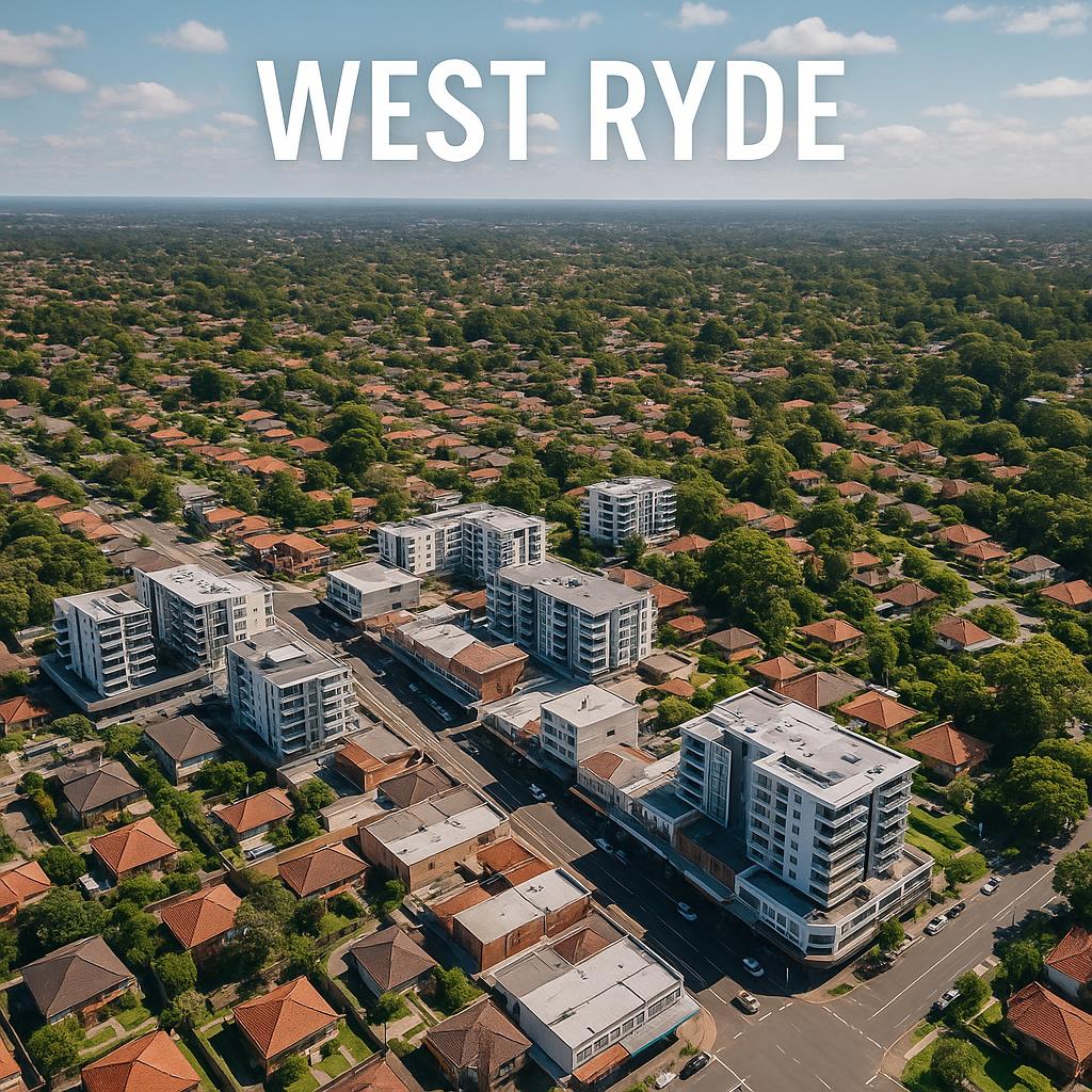 Aerial view of West Ryde's urban landscape