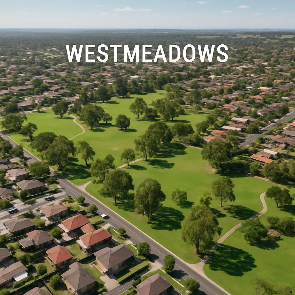 Aerial view of Westmeadows with parks and residential areas
