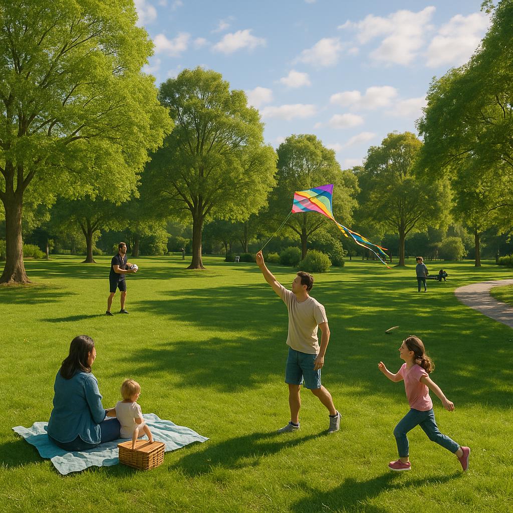 Community park in Wheelers Hill filled with families and greenery.