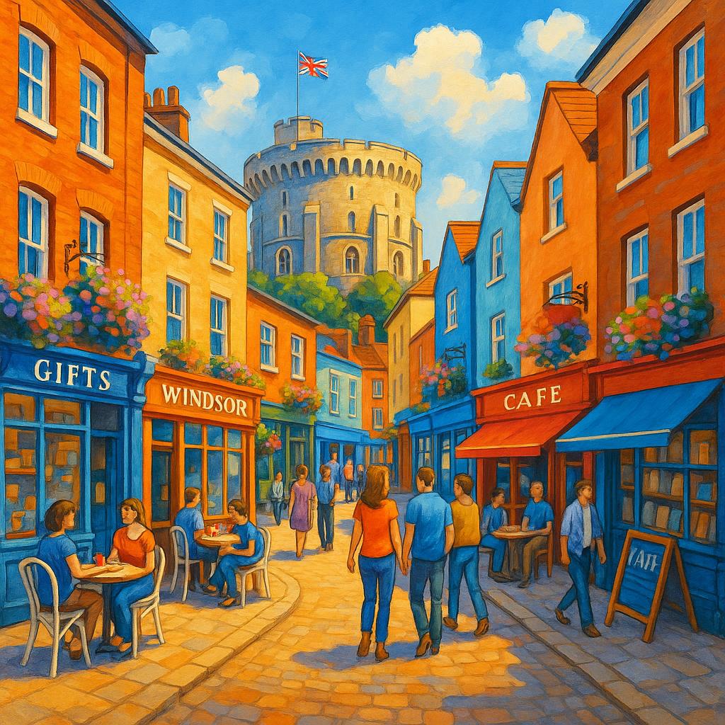 Windsor street filled with shops and cafes