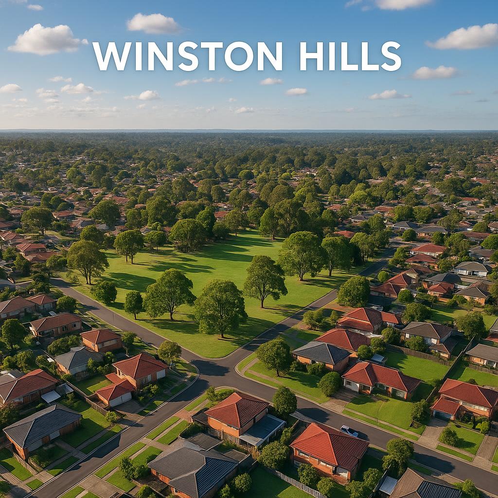 Residential area in Winston Hills with parks and homes.