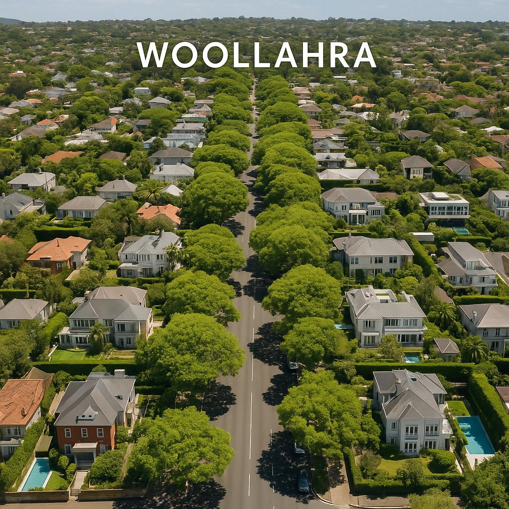 Tree-lined streets and luxury homes in Woollahra