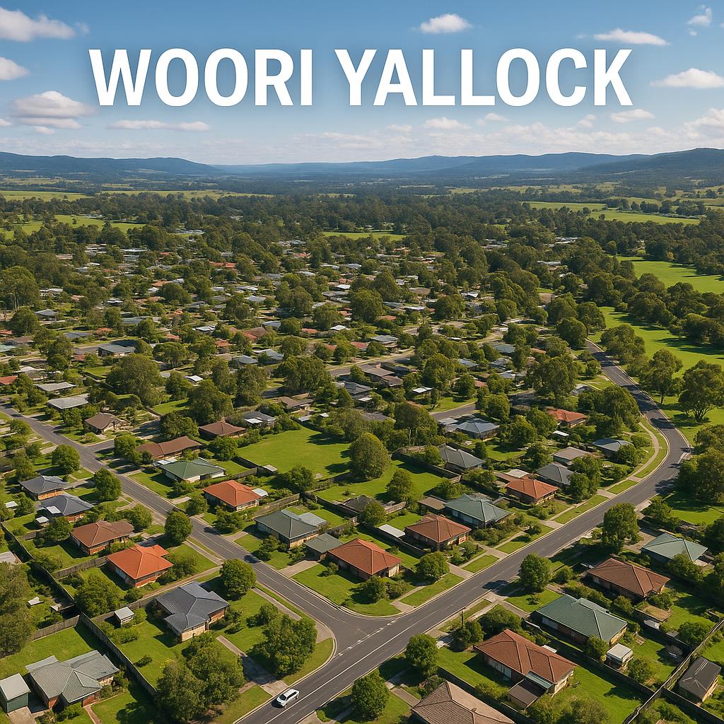 Aerial view of Woori Yallock's suburban landscape
