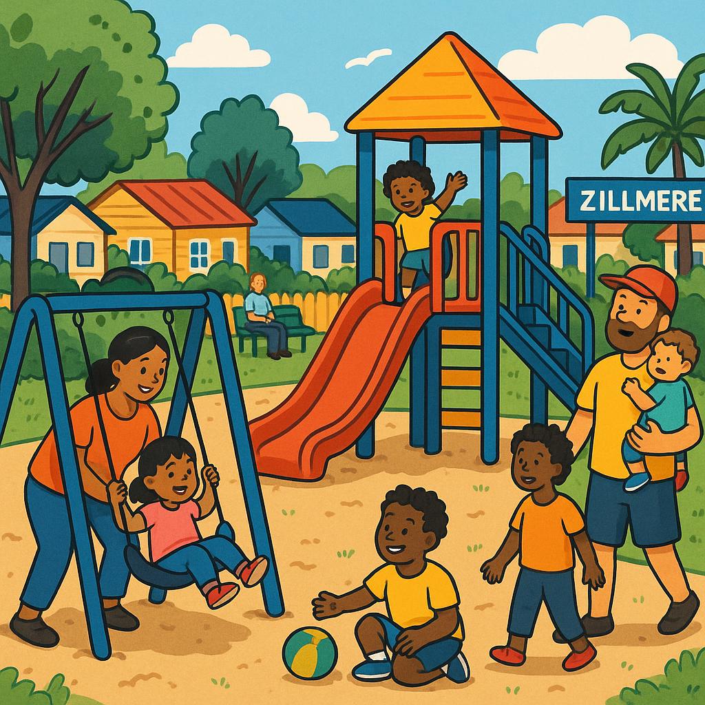 Families enjoying a playground in Zillmere