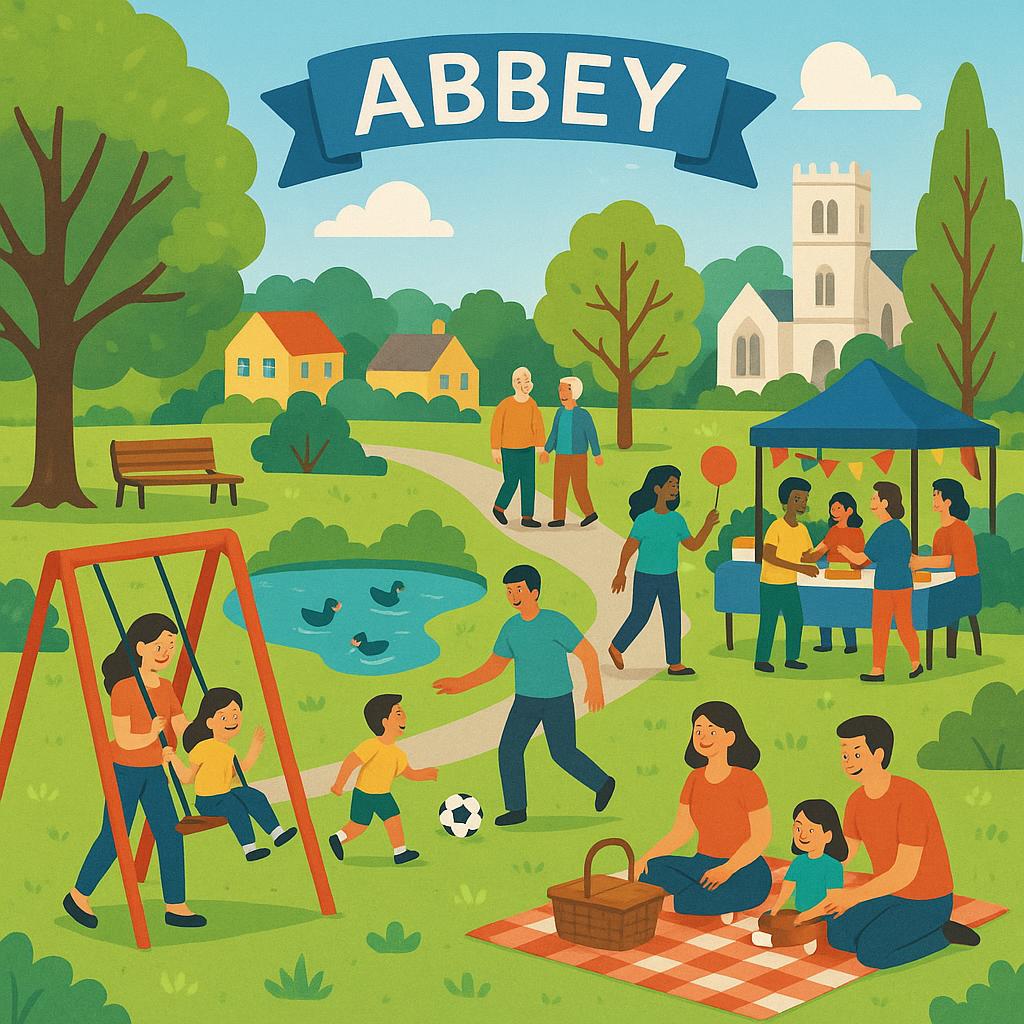 Community event in Abbey with families enjoying activities.