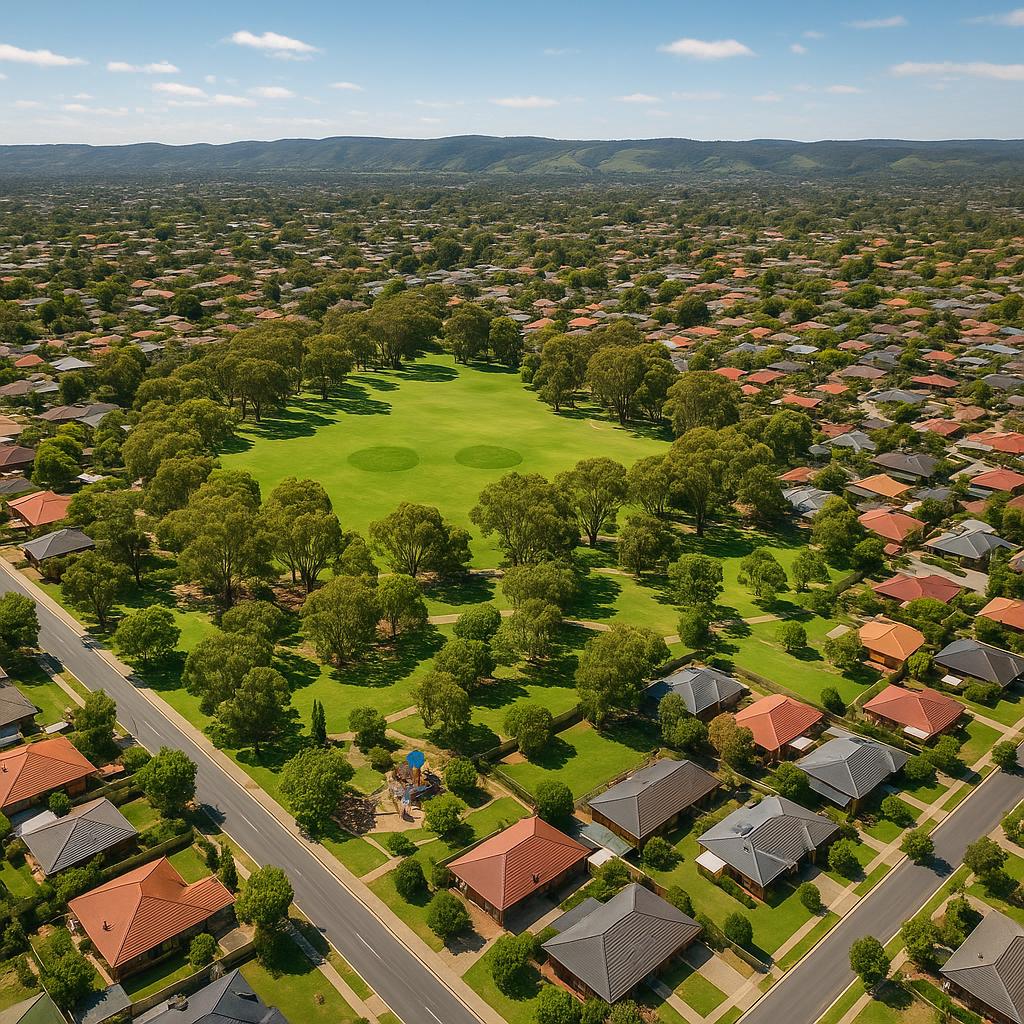 Aerial view of family-friendly Aberfoyle Park with parks