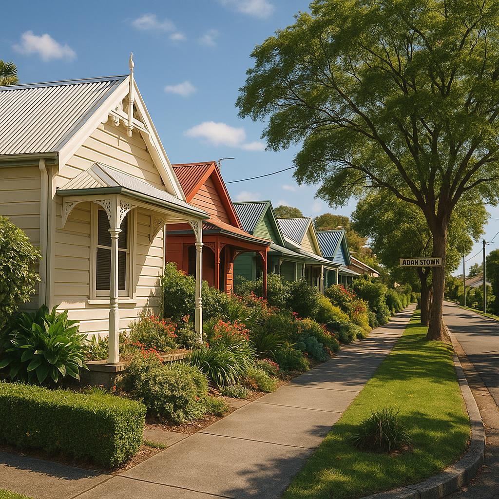 Street view of Adamstown featuring character homes