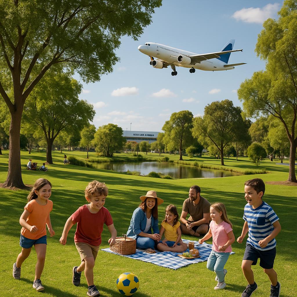 Family-friendly park near Adelaide Airport, showcasing green space.