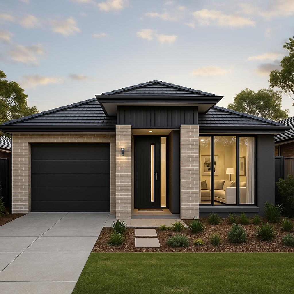 Modern Australian home featuring garden and driveway