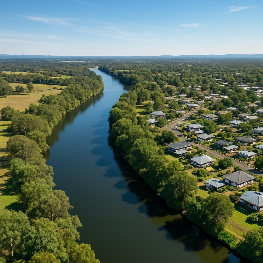 Scenic aerial view of Adelaide River, NT