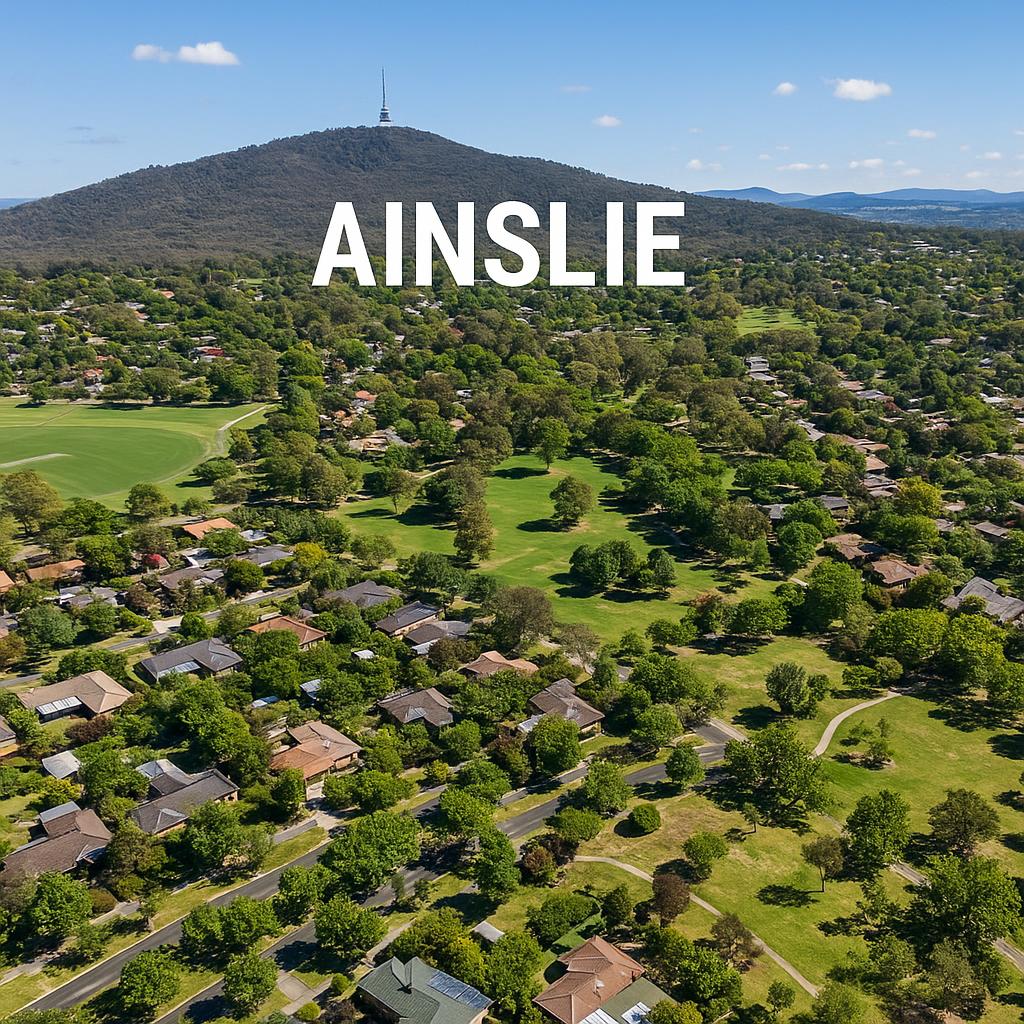 Aerial view of Ainslie with parks and residential areas