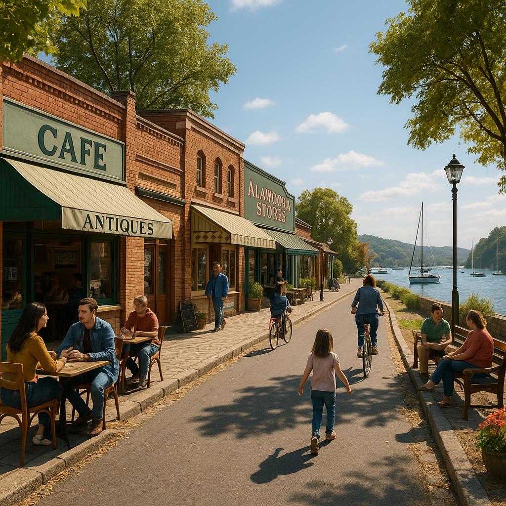 Alawoona harbourside main street with shops